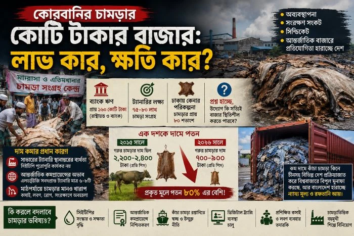 বাংলাদেশে কোরবানির চামড়া যাচ্ছে পানির দরে, হাজার কোটি টাকা কামাচ্ছে অন্য যে দেশ!